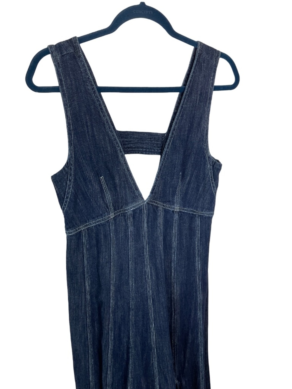 Pilcro Anthropologie Seamed V-Neck Denim Midi Dress - Picture 7 of 12